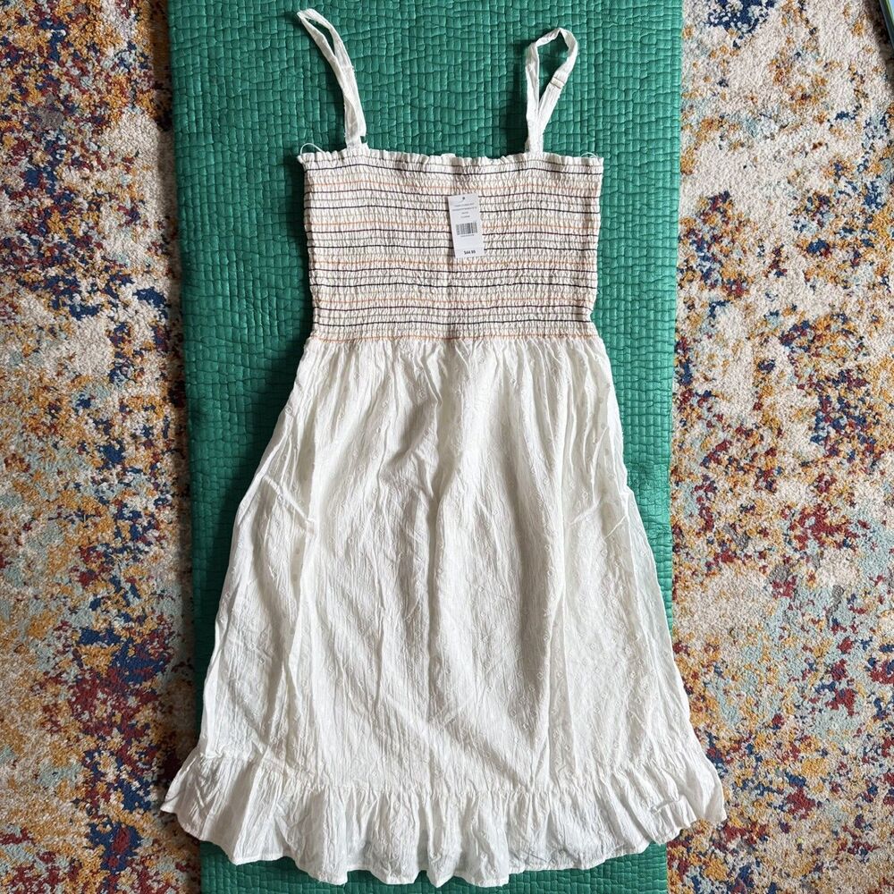 NEW NWT Mia & Tess White Woven Dress XL Babydoll Cute Lined 100% Cotton Ruched